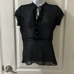 Banana Republic black sheer top.